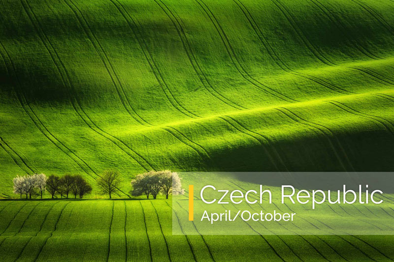 Czech Republic photo tour, green rolling fields of south moravia, Prague