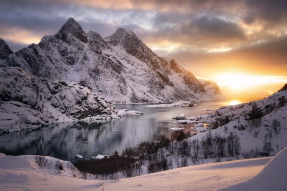sunset nearby Nusfjord